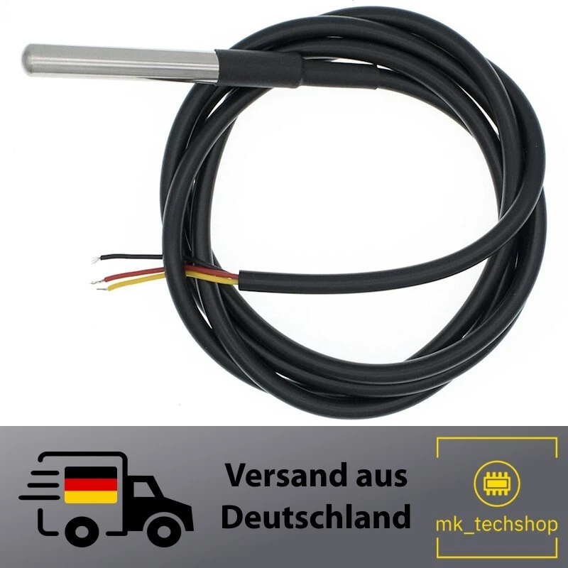 DS18B20 1m Temperatur Fühler Sensor Wasserdicht für Raspberry Arduino ESP - Bild 1 von 1