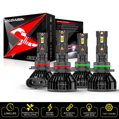 Kit combinado de bombillas de haz alto bajo 6000K LED para faros Acura Legend 1989-1995 4 piezas Foto 1 de 4