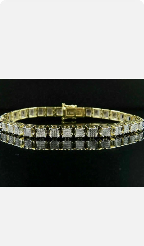 5Ct Round Moissanite Men's Fashion Bracelet 14k Solid Yellow Gold Plated Gift Hi - Image 1 of 4