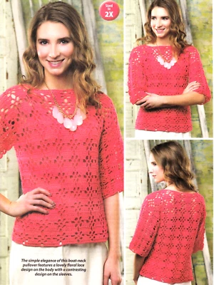 PRETTY Multi-Lace Pullover Top/Apparel/Crochet Pattern INSTRUCTIONS ONLY - Image 1 of 2
