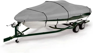 Heavy Duty Boat Cover, Waterproof Trailerable Boat Cover Fits V-Hull Runabouts, - Picture 1 of 8