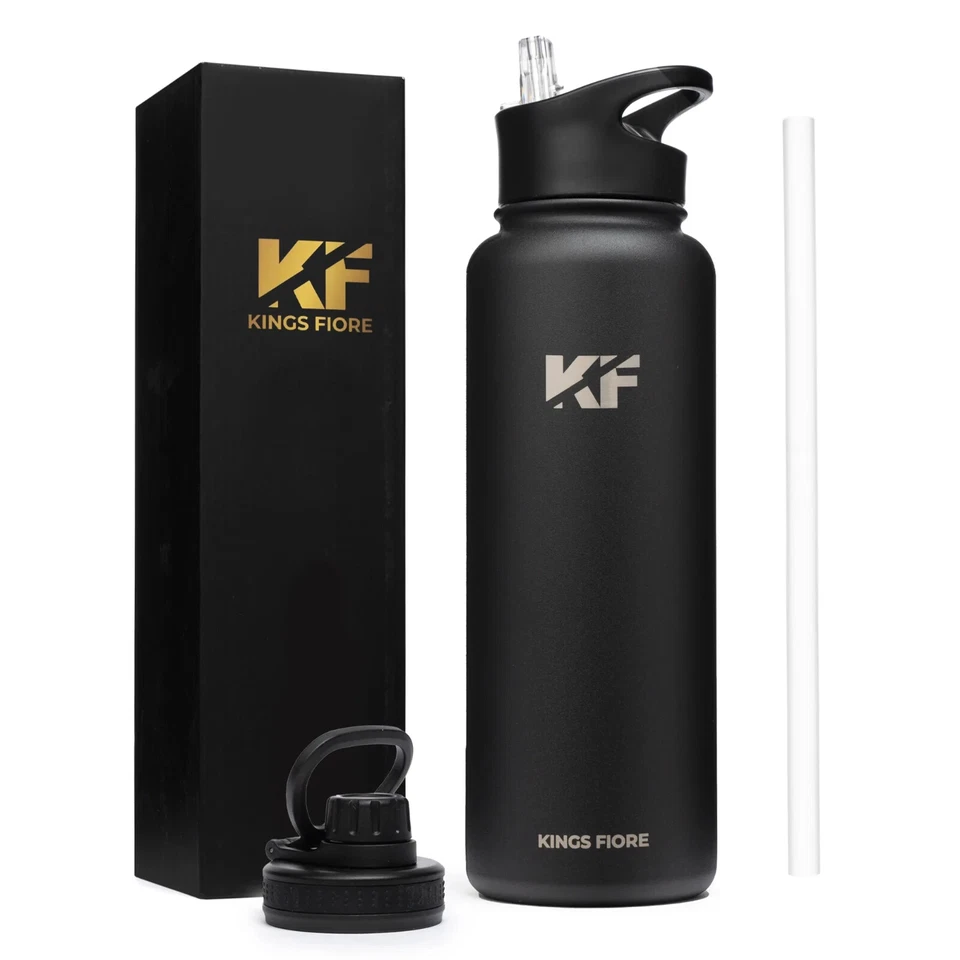 Kings Fiore Water Bottle straw and spout lid Stainless Steel keep drinks hotcold - Image 1 of 4