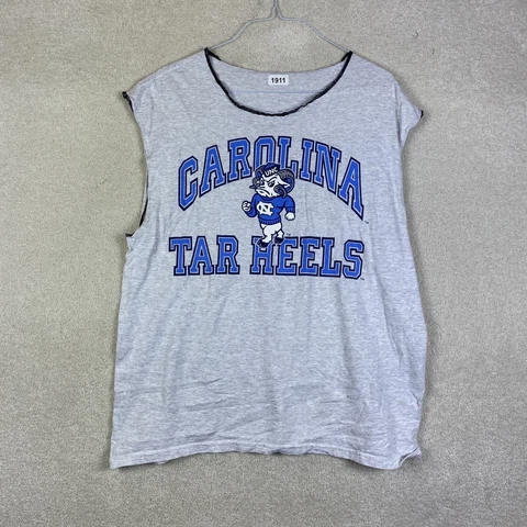 North Carolina Tar Heels NCAA Gray Size Large Short Sleeve Cut Off Tank Shirt Cover