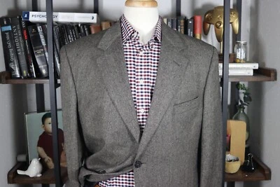 Abrigo Blazer Deportivo Para Hombre Evan Picone Dos Botones Marrón Espiga Corderos Lana 42R Foto 1 de 4