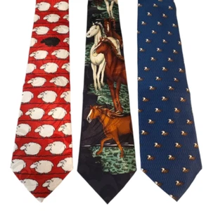 Animal Ties #87A - Lot of 3 Novelty Neckties NWT Clearance Sheep Horses Ducks - Picture 1 of 1