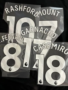 Official Name & Number Set Manchester United Print Patches Iron On White DTF - Picture 1 of 8