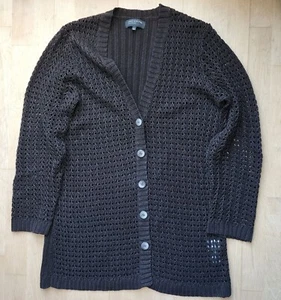 Jones New York Cardigan Black 100% Linen Button Front Size Large - Picture 1 of 5