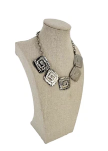 Parklane Moda Collare Collana Dischi Dichiarazione Etnica Metallo Tono Argento 15 in - Foto 1 di 8