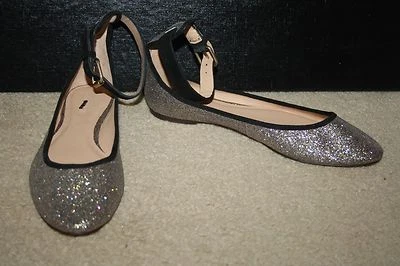 J.CREW GLITTER TOBILLO-CORREA BALLET ZAPATOS PLANOS TALLA 6,5M BRILLO GRAFITO E1069 $178 Foto 1 de 4