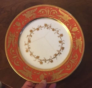 Antiker 19. Jh. Französisches Empire Dagoty Paris Porzellan Teller Gold Griffins 1810 #2 - Bild 1 von 9