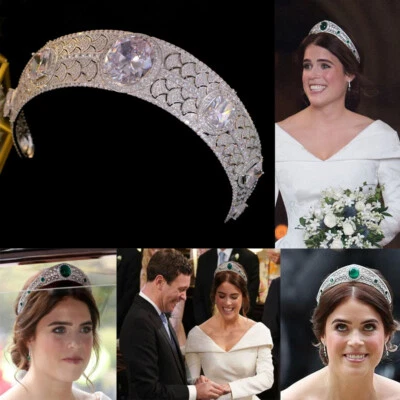 Coronas tiara de circón cúbico princesa real cristal boda accesorio para el cabello  Foto 1 de 4