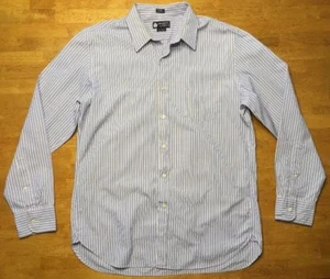 J. Crew Men's Blue White & Orange Striped Long Sleeve Dress Shirt - Size Large - Picture 1 of 12