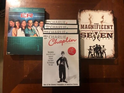 DVD lot. Charlie Chaplain,Magnificent Seven,ER Foto 1 de 4