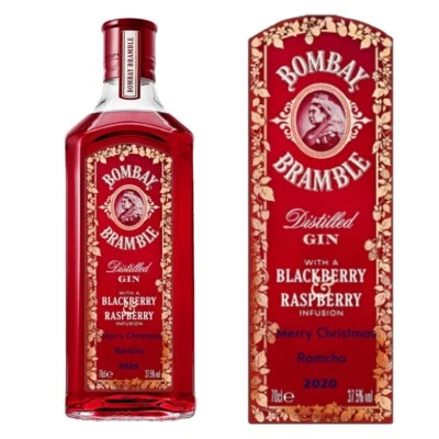 Personalised Bombay Bramble Gin Bottle label For Christmas Xmas any occasion - Image 1 of 4