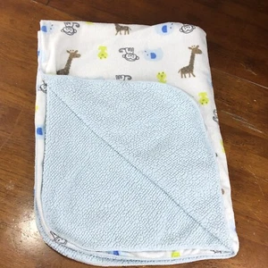 Carters Baby Security Blanket Velour Jungle Animal Blue Sherpa Frog Elephant Zoo - Picture 1 of 8