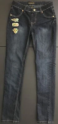 Pantalones de mezclilla ajustados clásicos para niña ROCAWEAR azul oscuro talla 12 sin cremallera (UBJGRW) Foto 1 de 4