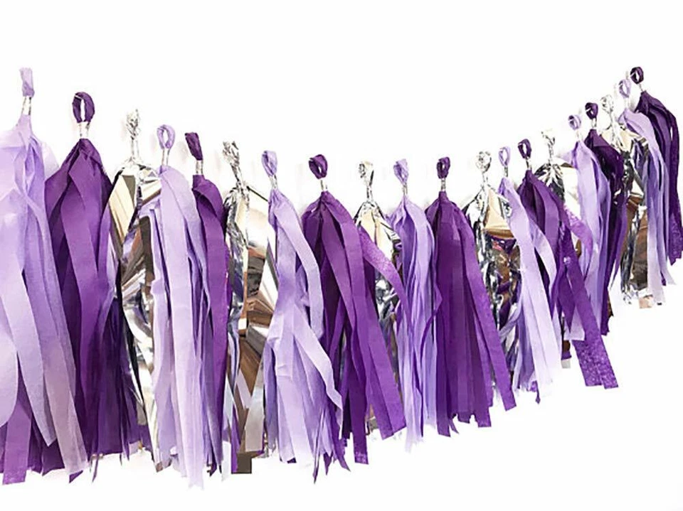 Frozen themed Party Purple Tissue Tassel &Balloons Baby Shower birthday party - Image 1 of 3