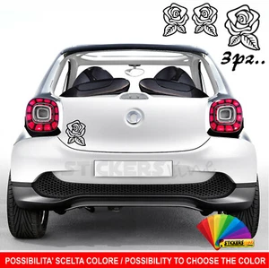 Kit 3 adesivi Fiore auto casco moto scooter decal vinyl M15 fiori flower sticker - Imagen 1 de 3