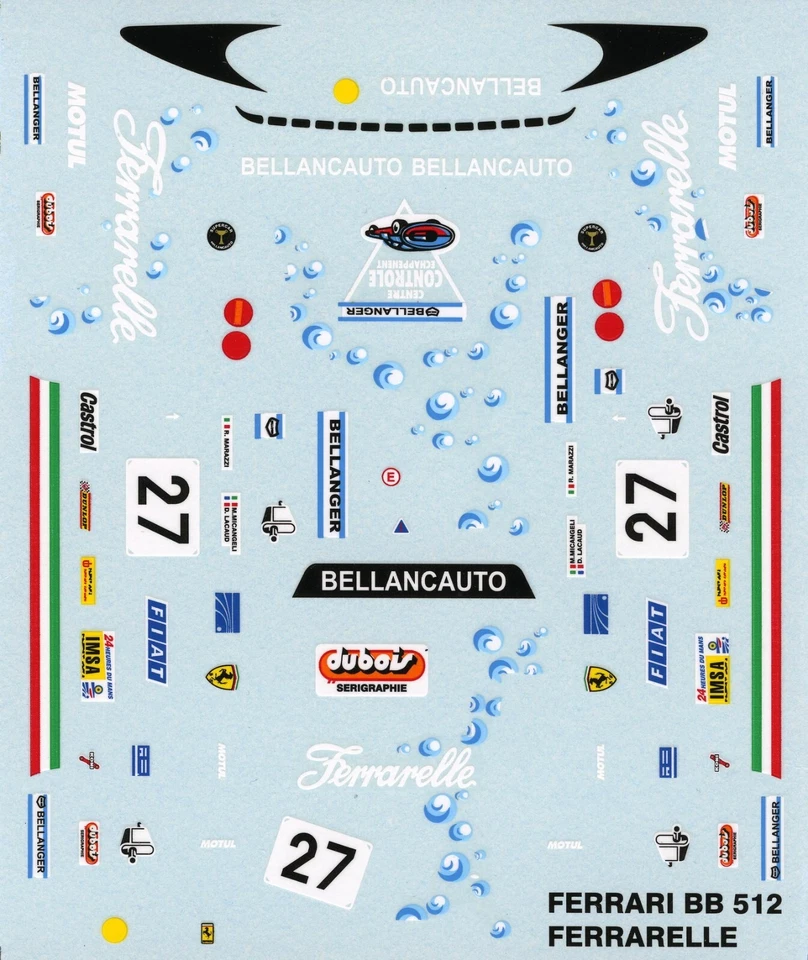 FERRARI 512 BB BELLANCAUTO FERRARELLE N°27 24HOURS LE MANS 1984  DECALS 1/43 - Immagine 1 di 1