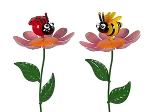 2er Set Gartenstecker Biene und Marienkäfer H. 86cm Metall Formano Garten S25 - Bild 1 von 1