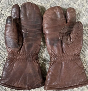 Vtg Olympia Sports Brown Med Cowhide Leather Gloves - Picture 1 of 8