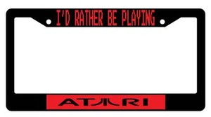 Black License Plate Frame I'd Rather Be Playing Atari Auto Accessory Novelty - Picture 1 of 1