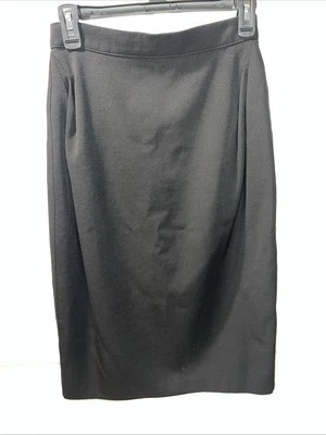 GIORGIO ARMANI Pleated Black Wool Midi Pencil Skirt Womens 8/42-Vintage - Image 1 of 4