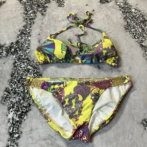 Trina Turk Swimwear Womens Yellow Medallion High Waist Bikini 2 Piece Set - Picture 1 of 5