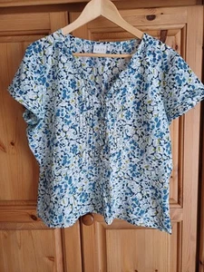 East Ladies Floral Print Cotton Blouse Size 16 - Picture 1 of 6