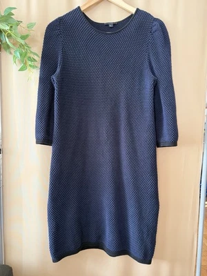 COS женщин темно-вязаный текстурированный 100% хлопок кокон джемпер свитер платье S - Изображение 1 из 4