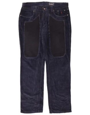 JECKERSON Mens Straight Corduroy Trousers W40 L34 Navy Blue Colourblock BY04 - Image 1 of 2