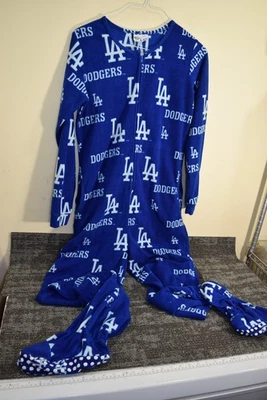 Adulto Mediano: Los Angeles Dodgers Polar Una Pieza Dormir Footie Pijama Abdl Foto 1 de 4