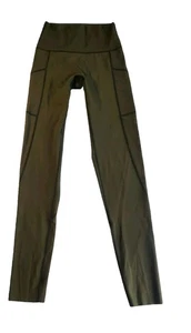 Aerie Offline Goals Hi Rise Long Inseam Olive Green Leggings With Pockets Sz XS - Picture 1 of 10