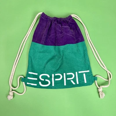 Vintage 90s ESPRIT Colorblock Canvas Drawstring Backpack Spell Out Logo - Image 1 of 4