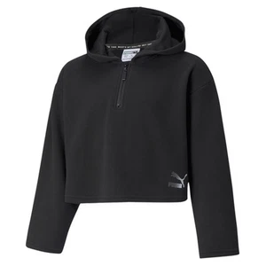 PUMA Grl Cropped Pullover Hoodie Youth Girls Black Casual Outerwear 531827-01 - Picture 1 of 2