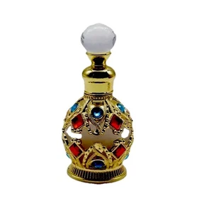 Botella de vidrio fino y diamantes de imitación aceite esencial perfume reutilizable premium 15 ml - Imagen 1 de 1