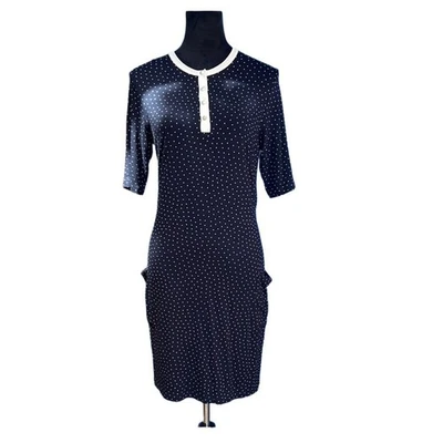 Vestido Agnes B Paris Lunares Jersey Estampado Azul Blanco American Prep Mini Talla 2 Foto 1 de 4