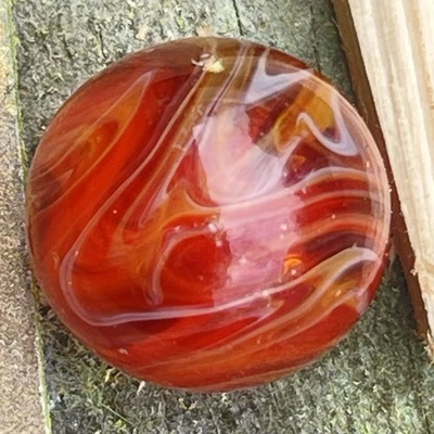 Vintage Christensen Agate Flame Swirl Marble Red CAC Shooter - Image 1 of 4