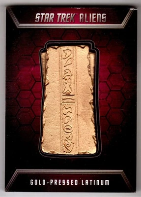 2014 RITTENHOUSE STAR TREK ALIENS BADGES #GL1 GOLD PRESSED LATINUM #044/200 - Image 1 of 2