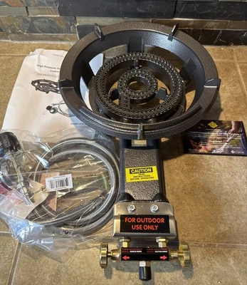 Fogão queimador de propano externo arco com mangueira e regulador 13” wok único portátil novo - Imagem 1 de 4