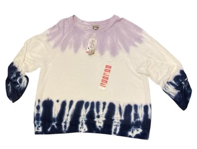 NUEVO Top Como Vintage Tie Dye Talla 2X Playa Boho Azul Lavanda Cómodo Largo Slv $46 Foto 1 de 4