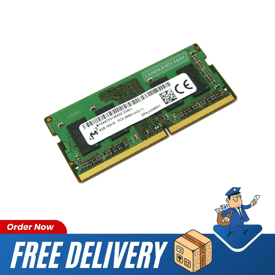 Micron 4GB PC4-2666V-SC0-11 1Rx16 2666MHz PC4-21300 - FREE DELIVERY - Image 1 of 1