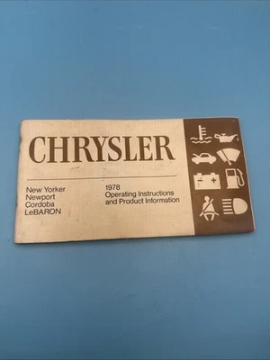 1978 Chrysler Owners Manual Original Newport New Yorker Cordoba - Image 1 of 4