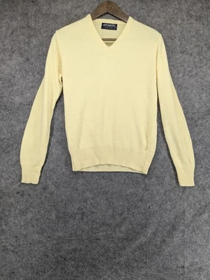 Suéter Puritano De Colección Para Hombres Medio Amarillo Orlon Acrílico Cuello en V Pullover EE. UU. Años 80 Foto 1 de 4