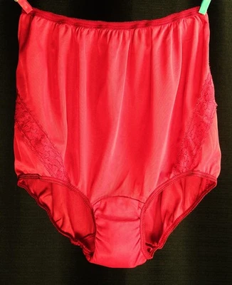 NOS VTG 60s sheer RED grannie Panties High Dome Double Gusset Tricot  7 - Image 1 of 4