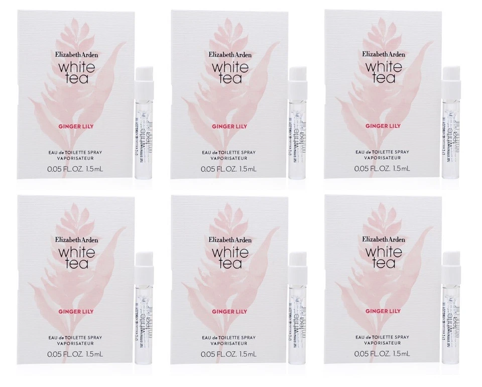 6 Vials WHITE TEA GINGER LILY by ELIZABETH ARDEN Women 0.05 oz 1.5 ml EDT Spray - Image 1 of 1