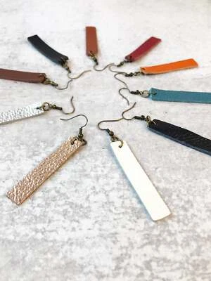 Pendientes colgantes de cuero genuino Foto 1 de 4