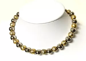 Vintage Gold Tone Beaded Textured Choker Necklace 16" Costume Jewelry Estate - Picture 1 of 9