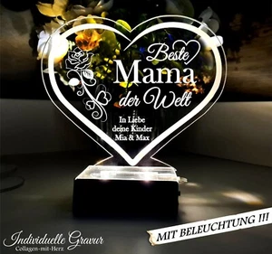 ❤❤❤❤ Muttertag ❤ Geschenk ❤ mit Gravur ❤ Muttertagsgeschenk Mama LED Beleuchtung - Bild 1 von 3