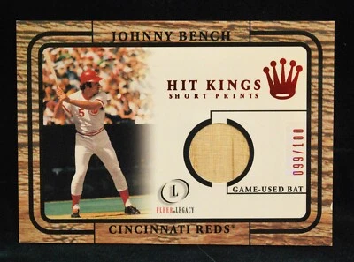 Bate Fleer Legacy Johnny Bench Hit Kings 2001 impresiones cortas uso del juego 00/100 Foto 1 de 2